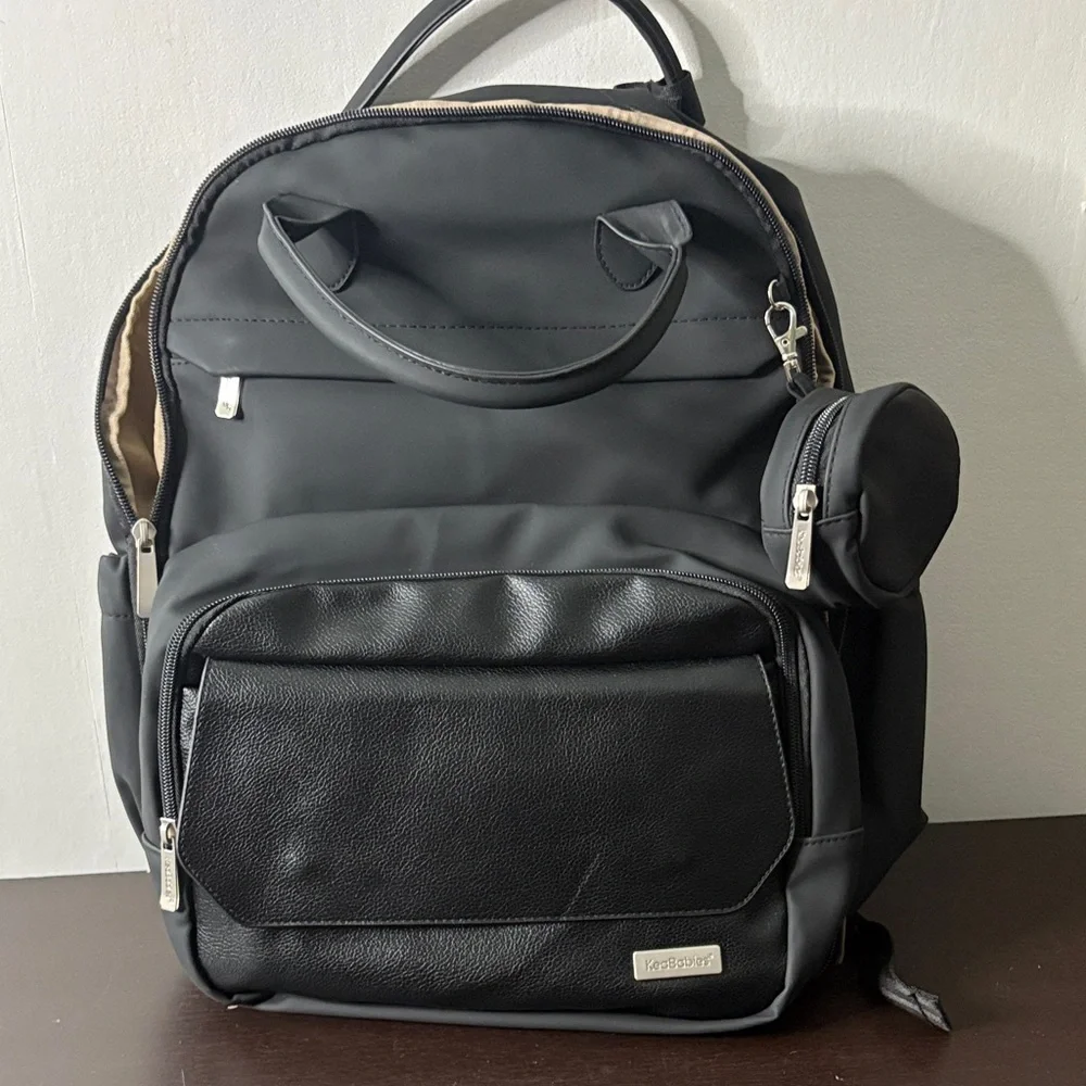 Stylish Black Baby Bag with Silver Accents